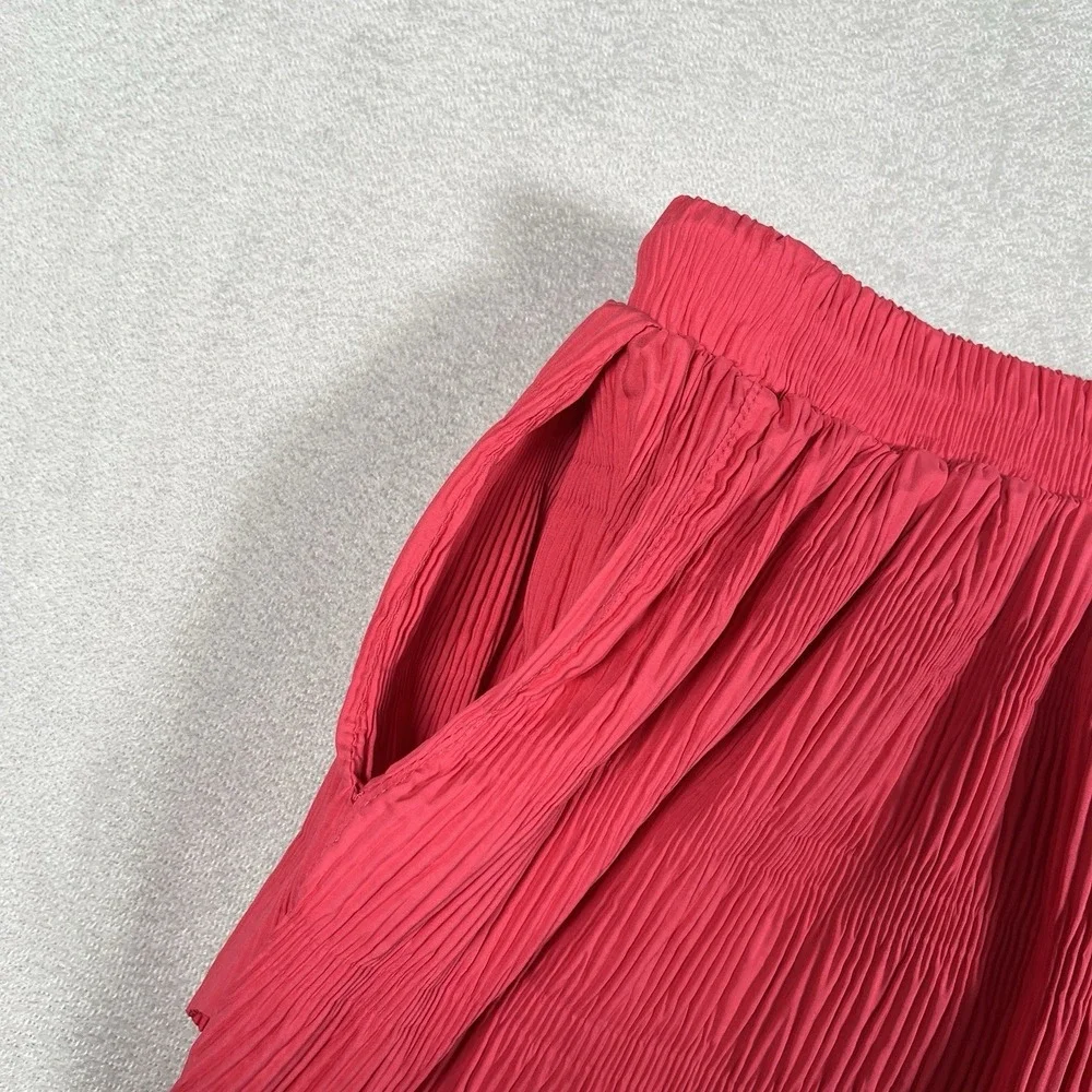 Free People‎ Movement Shirr Enough Shorts Women's M Pink/Black Drawstring Lined